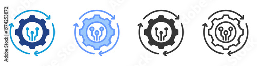 System Integration icon set multiple style collection