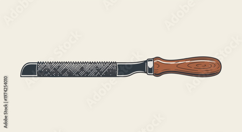 Wooden handled rasp tool with serrated metal head