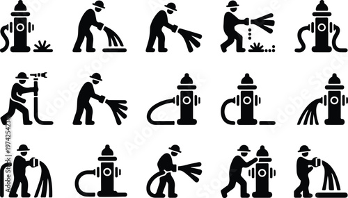 Fire Hydrant Silhouette Icon Water Valve Outline Design