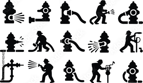 Fire Hydrant Silhouette Icon Water Valve Outline Design