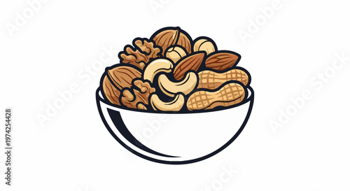 A white bowl overflowing with a variety of healthy nuts