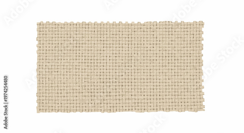 Close-up of a textured, woven burlap fabric with frayed edges and a rough, natural appearance