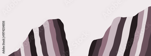 Flat layered valley. Sedimentary rock cliff