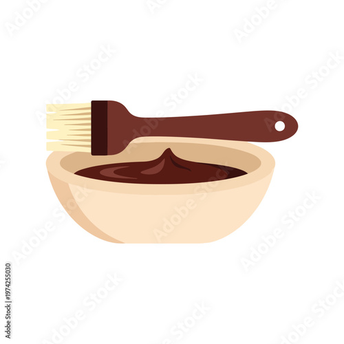 Hair dye bowl and brush vector illustration for beauty salon and hair coloring concepts