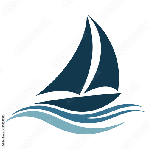 Elegant sailing vessel gliding over serene waves in a minimalist design