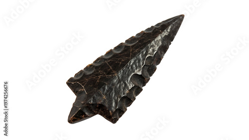 Bild auf Leinwand stone age arrow head point obsidian isolated on transparent background