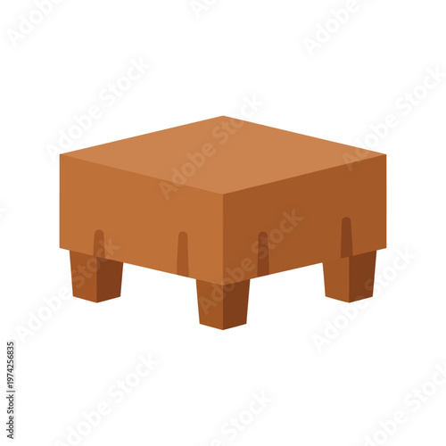 Wooden Stool Vector Illustration Isolated on White Background for Furniture Design