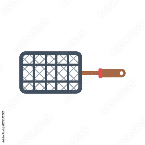 Grill Basket Vector Icon Isolated on White Background for BBQ and Cooking Designs