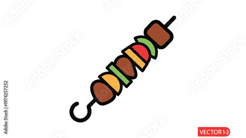 Delicious and Colorful Skewer with Various Food Items, Ready to Eat.