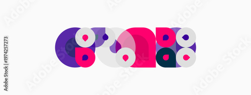 Abstract colorful circles form playful design. Shapes overlap creating vibrant visual impact. Modern aesthetic, simple composition.