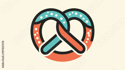 Delicious and Colorful Pretzel Illustration on a Creamy Background.