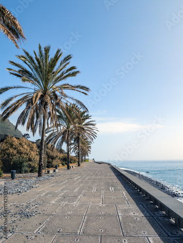 The promenade at the Atlantic Ocean of the coastal village Jadrim do Mar on the island of Madeira (Portugal)