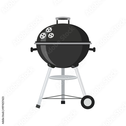 Barbecue Grill Vector Illustration – Outdoor Cooking Equipment Isolated on White Background