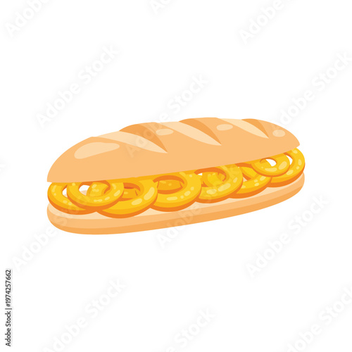 Cheese Sandwich Vector Illustration Isolated on White Background for Fast Food Design