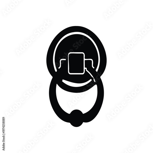 Door knocker silhouette vector flat design on white background.
