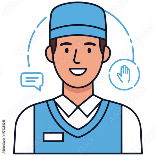 Smiling Young Male Service Worker Portrait.