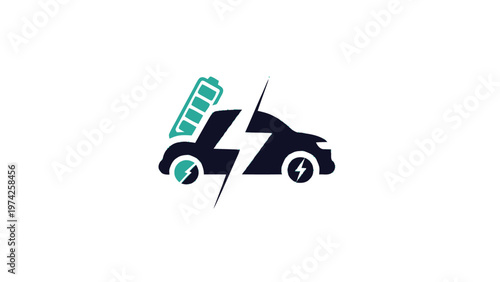 Electric Vehicle Charging Symbol with Battery and Lightning Bolt.