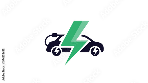 Electric Vehicle Charging Symbol with Green Lightning Bolt.