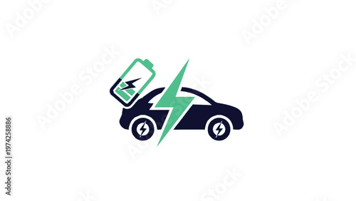 Electric Vehicle Charging Symbol with Lightning Bolt and Battery.