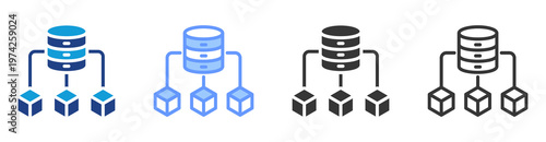Big Data Integration icon set multiple style collection