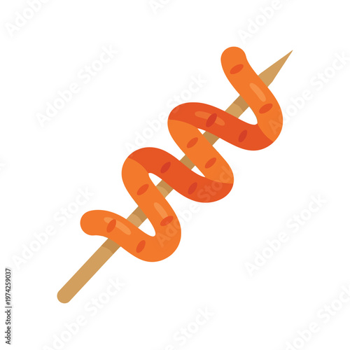 Grilled sausage skewer vector illustration isolated on white for street food and BBQ design