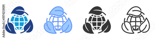 Environmental Impact icon set multiple style collection