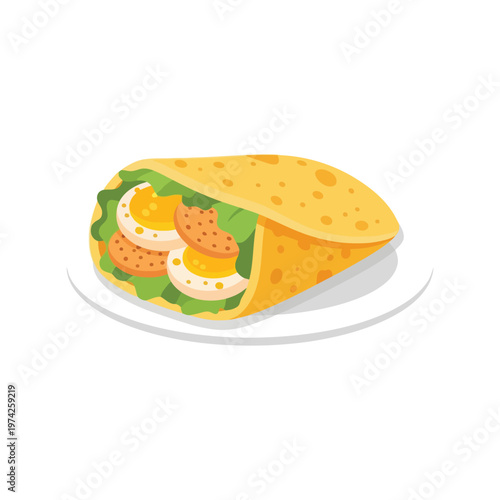 Egg wrap vector illustration isolated on white background for breakfast menu and food design