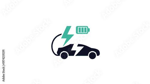 Electric Vehicle Charging with Lightning Bolt and Battery Icon.