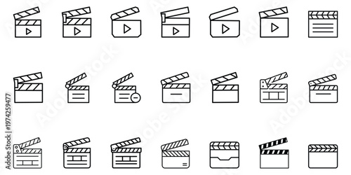 set of film clapboard icons