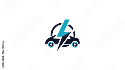 Electric Vehicle Logo Depicting a Lightning Bolt and Car Silhouette.