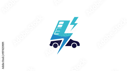 Electric Vehicle Logo Depicting Battery and Lightning Bolt Symbol.