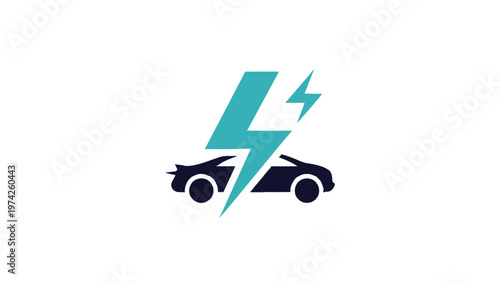 Electric Vehicle Logo Depicting Lightning Bolt and Car Silhouette.
