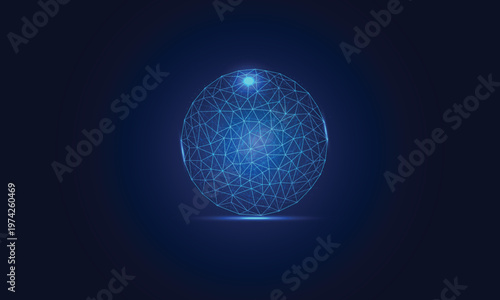 Circle For Health Abstract vector sphere Futuristic lowpoly technology wireframe vector template.