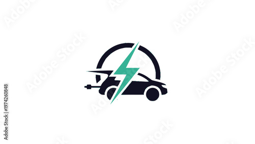 Electric Vehicle Logo Depicting Speed and Sustainable Transportation.