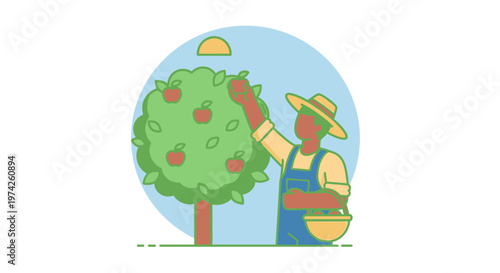 Man picking fruit from tree.