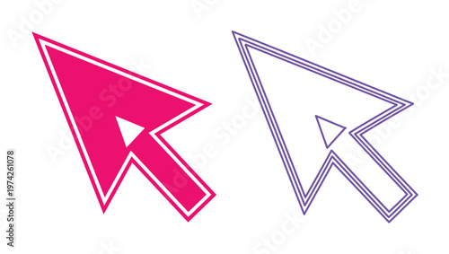Canvas Print Pink and purple computer mouse cursor icons, modern digital arrow pointer vector