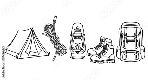 Camping gear and hiking equipment.