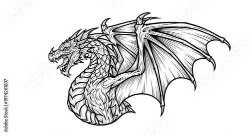 Dragon creature with wings spread wide.