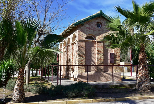old building of railway station in village Cantoria,Spain,