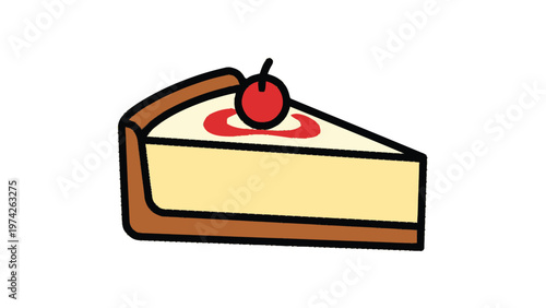 Delicious slice of cheesecake with a cherry on top, dessert delight.