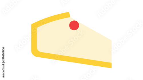 Delicious slice of cheesecake with a single red cherry on top.