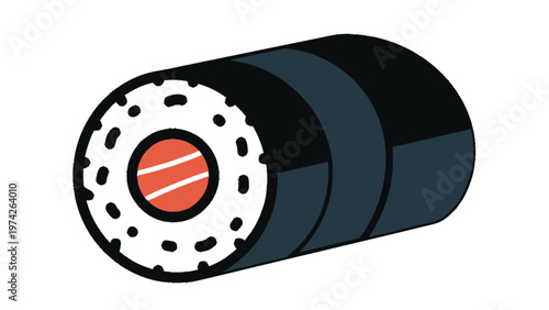 Delicious sushi roll with salmon and nori seaweed isolated.
