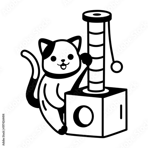 A glyph style icon depicting a scratching post  
