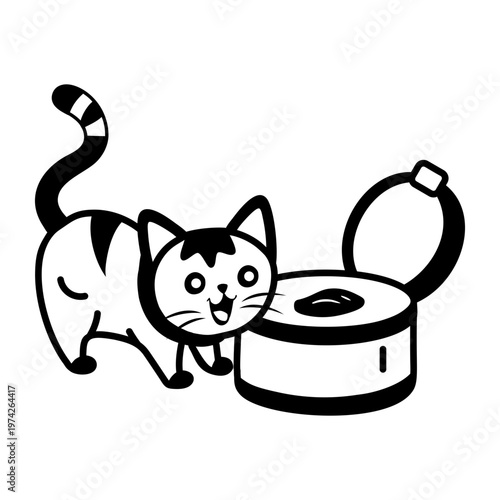 A glyph style icon showing cat food  
