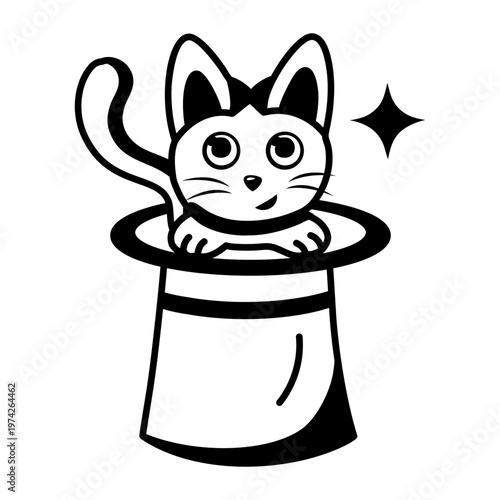 A glyph style icon showing a cute cat 
