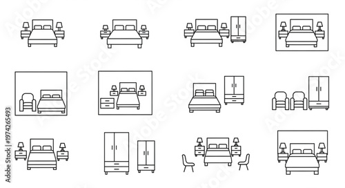 Bedroom Layouts - A Collection of Interior Design Sketches.