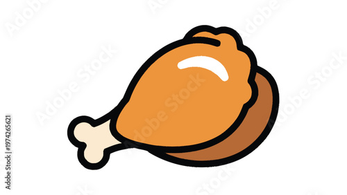 Delicious Roasted Chicken Leg Isolated on White Background.