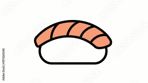 Delicious Salmon Nigiri Sushi Illustration on White Background.
