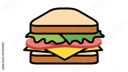 Delicious Sandwich Illustration - Layers of Fresh Ingredients and Bread.