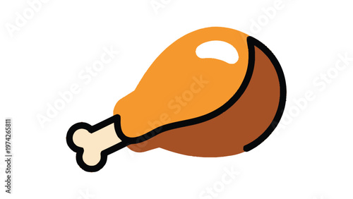 Delicious Roasted Chicken Leg Isolated on White Background.